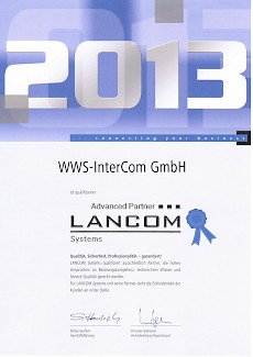 Lancom Advanced Partner 2013 Zertifikat