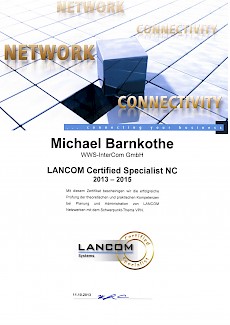 Lancom Michael Barnktohe Certified Spezialist Zertifikat