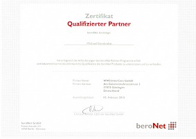 Zertifikat: Beronet Certified Business Partner für Telekommunikation